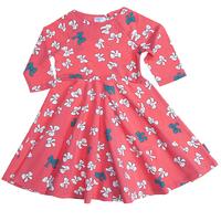 Bow Print Girls Spin Dress - Pink quality kids boys girls