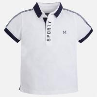 Boy short sleeve polo with print on collar and placket Mayoral