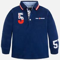 boy long sleeve print polo with embroidery and applique mayoral