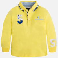 boy long sleeve print polo with embroidery and applique mayoral