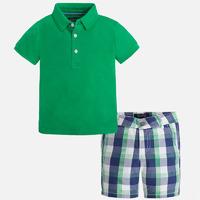 boy check shorts and short sleeve polo mayoral