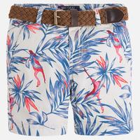 Boy tropical print shorts with belt Mayoral