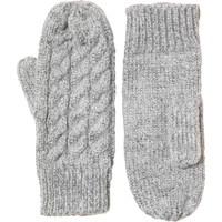 board angels womens marl cable mittens silver grey marl