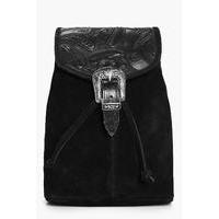 Boutique Leather Buckle Detail Backpack - black