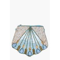 boutique shell beaded clutch green
