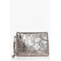 Boutique Distressed Leather Clutch - pewter