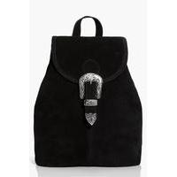 Boutique Suede Buckle Detail Backpack - black