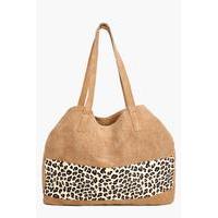 boutique suede animal panel day bag tan
