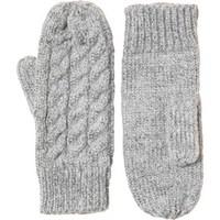 Board Angels Womens Marl Cable Mittens Silver Grey Marl