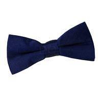 Boy\'s Plain Navy Blue Satin Bow Tie
