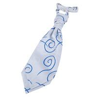 Boy\'s Scroll White & Royal Blue Scrunchie Cravat