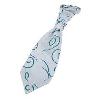 Boy\'s Scroll White & Teal Scrunchie Cravat