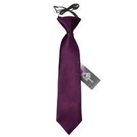 Boy\'s Plain Plum Satin Pre-Tied Tie (2-7 years)