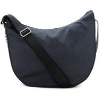 borbonese luna bag medium black shoulder bag in jet fabric womens shou ...