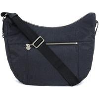 Borbonese Luna Bag medium shoulder bag c/pocket in black jet fabric women\'s Shoulder Bag in black