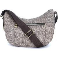 Borbonese Luna small shoulder bag c/pocket in jet op natural fabric women\'s Shoulder Bag in brown