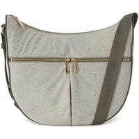 borbonese luna bag medium shoulder bag in hunter green jet fabric wome ...