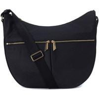 borbonese luna bag medium shoulder bag in black jet fabric womens shou ...