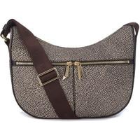 Borbonese Luna Small shoulder bag in jet o.p. natural fabric women\'s Shoulder Bag in brown