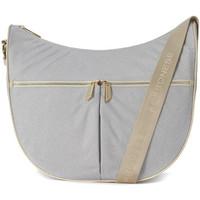 borbonese luna bag medium shoulder bag in light grey jet fabric womens ...