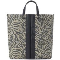 borbonese medium shopping bag in black and beige graffiti womens handb ...
