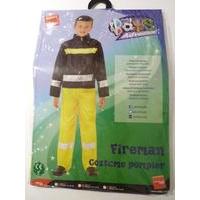 boys large fireman costume black yellow jacket trousers fancy dress co ...