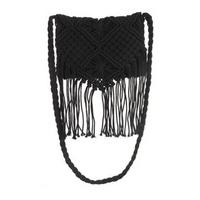 Boho Black Crochet Fringe Bag