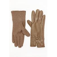 Bow Trim Faux Leather Gloves