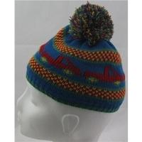 Boys blue & red mix knitted bobble hat