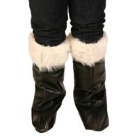 Boot Covers Santa Black With White Fur