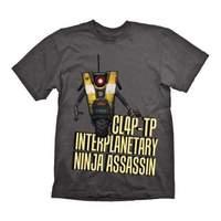 Borderlands Mens Cl4p-tp Interplanetary Ninja Assassin T-shirt Small Dark Grey (ge1798s)