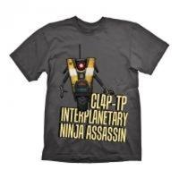 BORDERLANDS Men\'s CL4P-TP Interplanetary Ninja Assassin T-Shirt, Small, Dark Grey