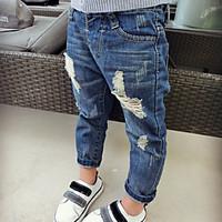 boys casualdaily solid pants jeans cotton spring fall blue