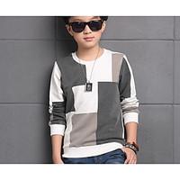 boy casualdaily color block blouse cotton winter long sleeve