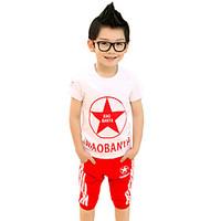 Boy\'s Cotton Fashion Summer Going out Casual/Daily Print Short Sleeve Top Pants Two-piece Set Sport Suit