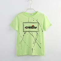 Boy Casual/Daily Print Tee, Cotton Summer Short Sleeve