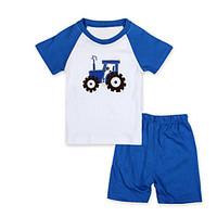 Boy\'s Casual/Daily Patchwork Clothing Set / Sleepwear, Cotton Summer Blue