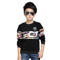 Boy\'s Round Collar Casual/Daily Cartoon Print / Patchwork Fleece Lining Hoodie Sweatshirt