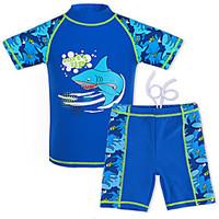 Boy Cartoon Floral Swimwear, Nylon Spandex