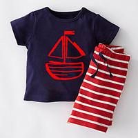 Boy\'s Casual/Daily Striped Clothing SetCotton Summer Blue / Green / Red