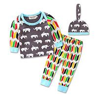 Boy Baby Cartoon Long Sleeve T-shirt Stripe Pants Spring and Autumn Kids Leisure Time Clothing Boys Cotton Clothes Set