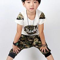 boys casualdaily animal print clothing set cotton summer green