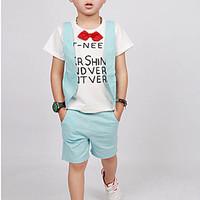 boys casualdaily print clothing set cotton summer black green