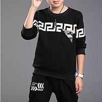 boys casualdaily color block clothing set rayon spring fall black gray