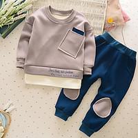 Boy Casual/Daily Solid Sets, Cotton Winter Long Sleeve Clothing Set
