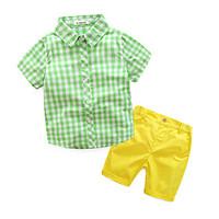 Boys\' Casual/Daily Houndstooth Sets, Cotton Summer Clothing Set