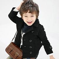 Boy\'s Cotton Fashion Solid Color Black Spring/Fall/Winter Going out/Daily Warm Small Leisure Suit Children Dresswear Coat