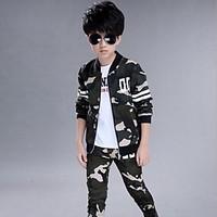 boys sports print clothing set cotton rayon winter spring fall green