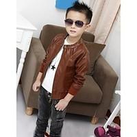 boys pu cotton blend jacket coat winter spring fall solid