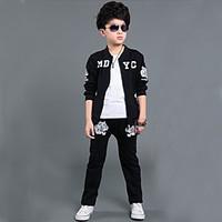 boys sports print clothing setcotton winter fall black gray